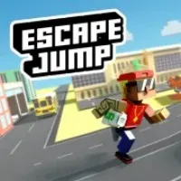 A pixel art screenshot showcasing a daring jump over speeding cars in Escape Jump, emphasizing the game's thrilling escape and jump mechanics.