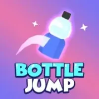 A thrilling close-up of a bottle mid-air, about to land on a precarious stack of objects in the Bottle Jump game.  Master the bottle jump!