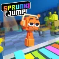 A vibrant screenshot of Sprunki Jump showcasing the colorful world and the Sprunki character mid-jump, showcasing its unique jumping abilities.