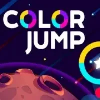 A colorful shape jumps through rotating color obstacles in the Color Jump game.