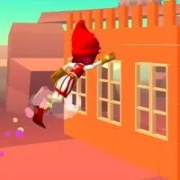 A character jumping over a wall in Jump The Wall game.