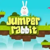 A cute rabbit leaps between platforms in Jumper Rabbit, collecting carrots.