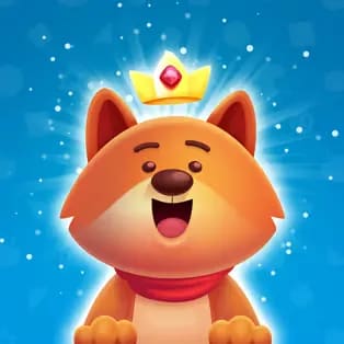 A fox aiming a round duck in a vibrant Bouncy Woods level.